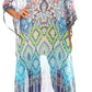 Sakkas Wilder Printed Design Long Sheer Rhinestone Caftan Dress / Cover Up