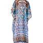 Sakkas Wilder Printed Design Long Sheer Rhinestone Caftan Dress / Cover Up