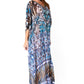 Sakkas Wilder Printed Design Long Sheer Rhinestone Caftan Dress / Cover Up