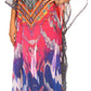 Sakkas Wilder Printed Design Long Sheer Rhinestone Caftan Dress / Cover Up