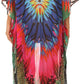 Sakkas Wilder Printed Design Long Sheer Rhinestone Caftan Dress / Cover Up