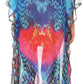 Sakkas Wilder Printed Design Long Sheer Rhinestone Caftan Dress / Cover Up