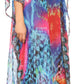 Sakkas Wilder Printed Design Long Sheer Rhinestone Caftan Dress / Cover Up