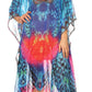 Sakkas Wilder Printed Design Long Sheer Rhinestone Caftan Dress / Cover Up