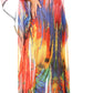 Sakkas Wilder Printed Design Long Sheer Rhinestone Caftan Dress / Cover Up