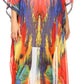 Sakkas Wilder Printed Design Long Sheer Rhinestone Caftan Dress / Cover Up
