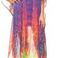 Sakkas Wilder Printed Design Long Sheer Rhinestone Caftan Dress / Cover Up