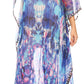 Sakkas Wilder Printed Design Long Sheer Rhinestone Caftan Dress / Cover Up