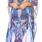 Sakkas Wilder Printed Design Long Sheer Rhinestone Caftan Dress / Cover Up