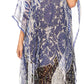 Sakkas Wilder Printed Design Long Sheer Rhinestone Caftan Dress / Cover Up