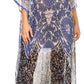 Sakkas Wilder Printed Design Long Sheer Rhinestone Caftan Dress / Cover Up