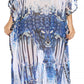 Sakkas Wilder Printed Design Long Sheer Rhinestone Caftan Dress / Cover Up
