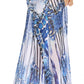 Sakkas Wilder Printed Design Long Sheer Rhinestone Caftan Dress / Cover Up