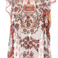 Sakkas Wilder Printed Design Long Sheer Rhinestone Caftan Dress / Cover Up