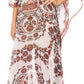 Sakkas Wilder Printed Design Long Sheer Rhinestone Caftan Dress / Cover Up