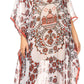 Sakkas Wilder Printed Design Long Sheer Rhinestone Caftan Dress / Cover Up