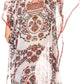 Sakkas Wilder Printed Design Long Sheer Rhinestone Caftan Dress / Cover Up