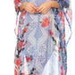 Sakkas Wilder Printed Design Long Sheer Rhinestone Caftan Dress / Cover Up