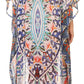 Sakkas Wilder Printed Design Long Sheer Rhinestone Caftan Dress / Cover Up