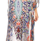 Sakkas Wilder Printed Design Long Sheer Rhinestone Caftan Dress / Cover Up