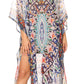 Sakkas Wilder Printed Design Long Sheer Rhinestone Caftan Dress / Cover Up