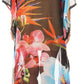 Sakkas Wilder Printed Design Long Sheer Rhinestone Caftan Dress / Cover Up