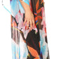 Sakkas Wilder Printed Design Long Sheer Rhinestone Caftan Dress / Cover Up
