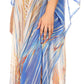 Sakkas Wilder Printed Design Long Sheer Rhinestone Caftan Dress / Cover Up