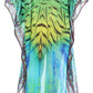 Sakkas Wilder Printed Design Long Sheer Rhinestone Caftan Dress / Cover Up