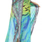 Sakkas Wilder Printed Design Long Sheer Rhinestone Caftan Dress / Cover Up