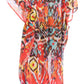 Sakkas Wilder Printed Design Long Sheer Rhinestone Caftan Dress / Cover Up