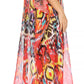 Sakkas Wilder Printed Design Long Sheer Rhinestone Caftan Dress / Cover Up