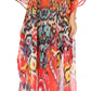 Sakkas Wilder Printed Design Long Sheer Rhinestone Caftan Dress / Cover Up