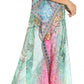 Sakkas Wilder Printed Design Long Sheer Rhinestone Caftan Dress / Cover Up