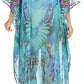 Sakkas Wilder Printed Design Long Sheer Rhinestone Caftan Dress / Cover Up