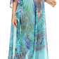 Sakkas Wilder Printed Design Long Sheer Rhinestone Caftan Dress / Cover Up