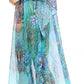 Sakkas Wilder Printed Design Long Sheer Rhinestone Caftan Dress / Cover Up