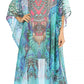 Sakkas Wilder Printed Design Long Sheer Rhinestone Caftan Dress / Cover Up