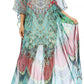 Sakkas Wilder Printed Design Long Sheer Rhinestone Caftan Dress / Cover Up