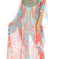 Sakkas Wilder Printed Design Long Sheer Rhinestone Caftan Dress / Cover Up
