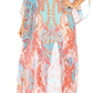 Sakkas Wilder Printed Design Long Sheer Rhinestone Caftan Dress / Cover Up