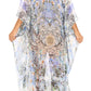 Sakkas Wilder Printed Design Long Sheer Rhinestone Caftan Dress / Cover Up