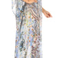 Sakkas Wilder Printed Design Long Sheer Rhinestone Caftan Dress / Cover Up