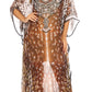 Sakkas Wilder Printed Design Long Sheer Rhinestone Caftan Dress / Cover Up