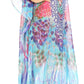 Sakkas Wilder Printed Design Long Sheer Rhinestone Caftan Dress / Cover Up