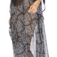 Sakkas Wilder Printed Design Long Sheer Rhinestone Caftan Dress / Cover Up
