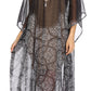 Sakkas Wilder Printed Design Long Sheer Rhinestone Caftan Dress / Cover Up