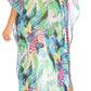 Sakkas Wilder Printed Design Long Sheer Rhinestone Caftan Dress / Cover Up