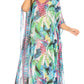 Sakkas Wilder Printed Design Long Sheer Rhinestone Caftan Dress / Cover Up