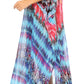 Sakkas Wilder Printed Design Long Sheer Rhinestone Caftan Dress / Cover Up